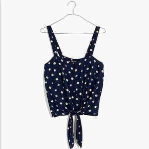 Madewell Button-Front Tie Tank in Daisy Dots
